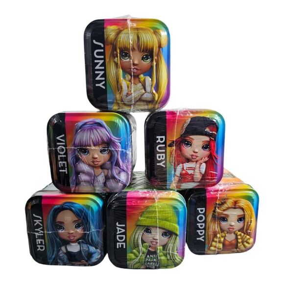 Rainbow High Tins Full Set Of All Six Contains 1 charm, 1 Wristlet, 2 Mag Card - Picture 1 of 8